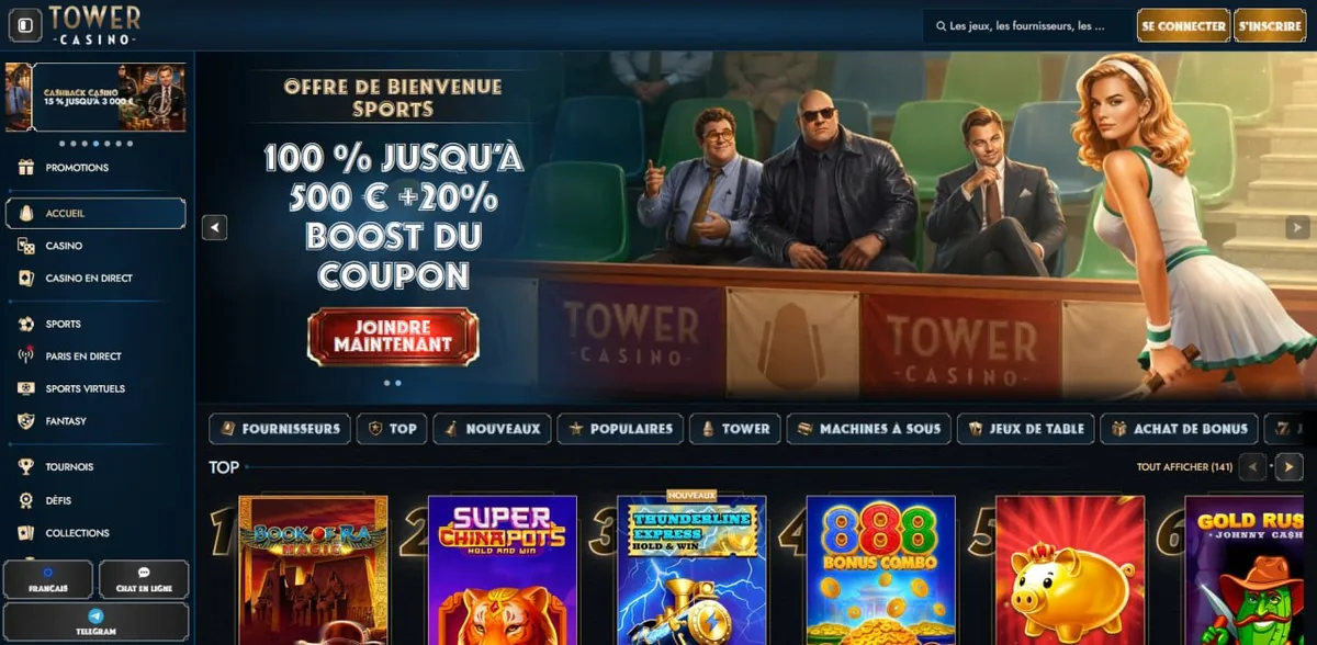 Aperçu de la page d'accueil de Tower Casino